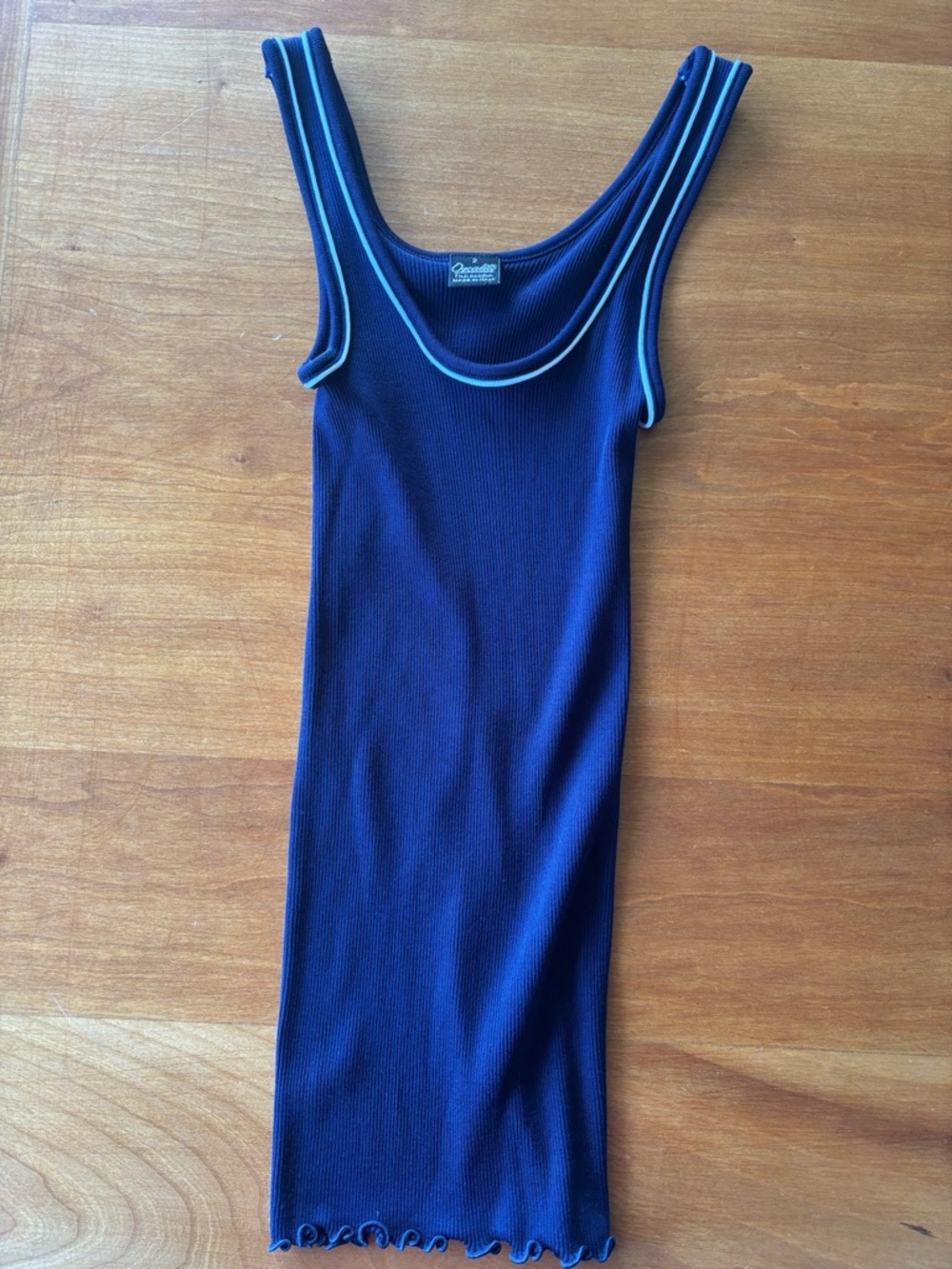 EUC OSCALITO Navy Ribbed Tank with White Trim size 2/XS